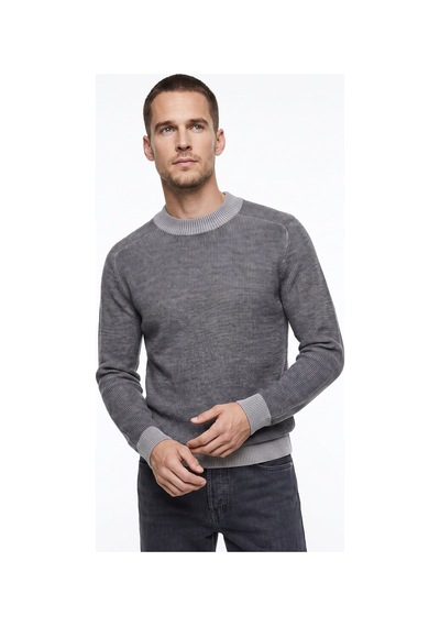 Fabrika Gri Erkek Bisiklet Yaka Slim Fit Fitilli Kazak F6wm-kzk 2027 Gri Melanj