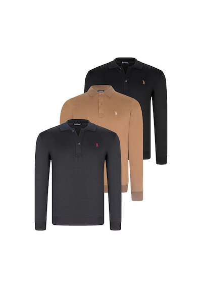 Üçlü Set V4007 Dewberry Erkek Sweatshırt-siyah-lacivert-camel Siyah-lacivert-camel