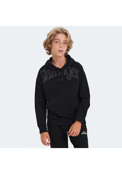 Slazenger LETTO Çocuk Kapüşonlu Cepli Siyah Sweatshirt
