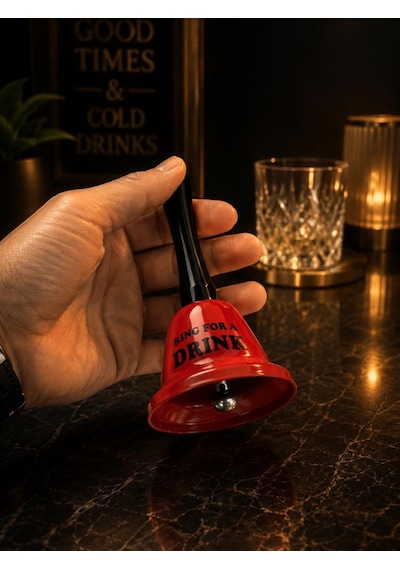 Metal El Çanı Servis Zili Dekoratif Masa Zili Ring For A Drink Kırmızı 13 Cm