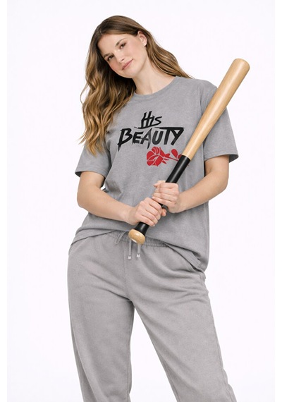 Sevgili Kombini Her Beast His Beauty Oversize Çift Tişört Unisex Çok Renkli