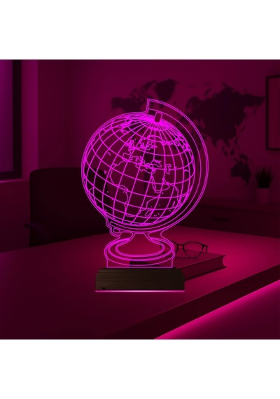 Luvivia Dünya Ofis Hediye 3d Lamba - Masa Gece Lambası Şeffaf