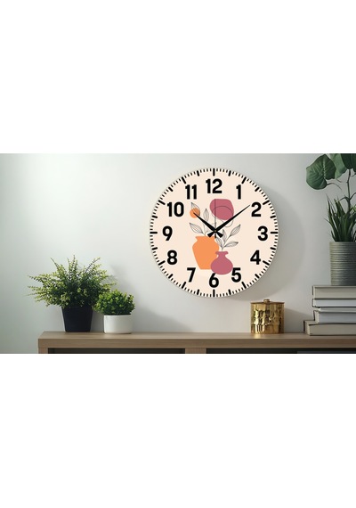 Dekoratif Türkçe Rakamlı Uv Baskılı Duvar Saati Sessiz Akar Mekanizma 40cm Metal Akrep Yelkovan Metalik