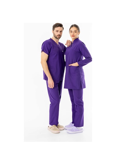 Terikoton Uzun Kol Doktor Hemşire Forması Mor Ttst00011 Mor