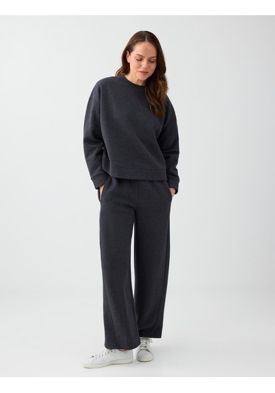 Jimmy Key Antrasit Melanj Loose Bisiklet Yaka Örme Sweatshirt 6ww238339972