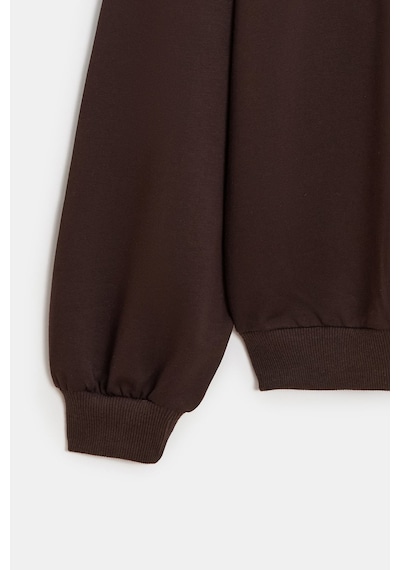 Sââde Kadın Oversize Kapüşonlu Basic Hoodie Sweatshirt Acı Kahverengi
