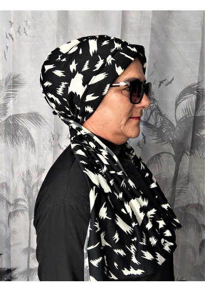 Blue Trend Desenli Dubai Dış Bone Şal 39