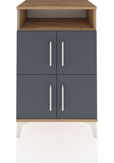 Hyperion Komodin 2 Raflı 4 Kapaklı 60x44x96 Çam-antrasit Çam