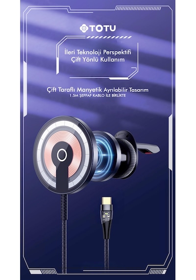 Totu Cacw-063 Super Fast Magsafe Özelikli 15 W Araç İçi Kablosuz Telefon Tutucu