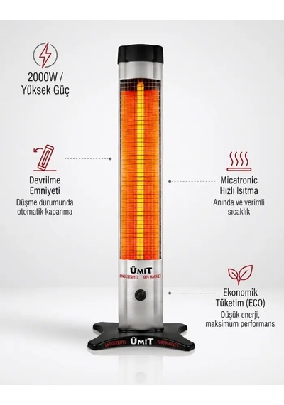 2000w Micatronic Dikey Kule Tipi Isıtıcı - Devrilme Emniyetli Elektrikli Soba