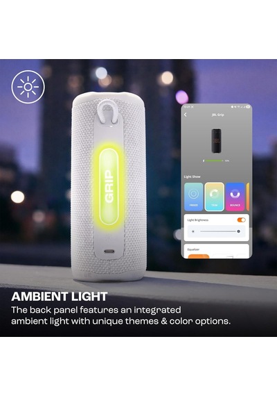 Grip Bluetooth Hoparlör, Beyaz, Jbl Pro Ses, Aı Sound Boost, Ip68 Su Geçirmez Ve Toz Geçirmez, Ambiyans Aydınlatmas
