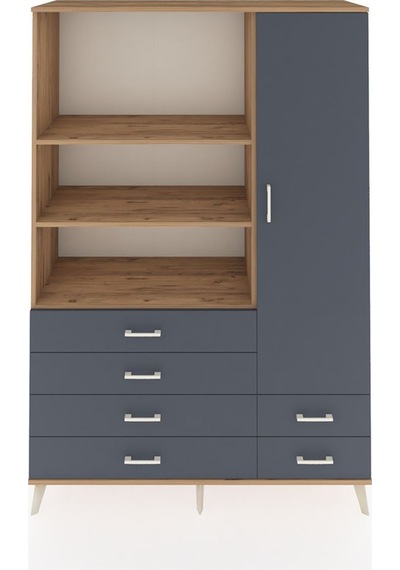 Hyperion Dolap 7 Raflı 6 Çekmeceli Tek Kapaklı 132x44x195 Çam-antrasit/antrasit Antrasıt/antrasıt Hyperion Dolap 7 Raflı 6 Çekmeceli Tek Kapaklı 132x44x195 Çam-antrasit/antrasit Antrasıt/antrasıt