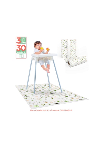 Minimono 3'lü Desen Mama Sandalyesi Altı Ve Aktivite Örtüsü - Turuncu
