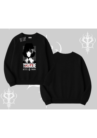 Startmore Biskilet Sweatshirt Tsundere Anime Japanese Style Baskılı Siyah