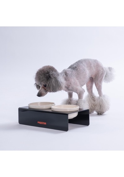 Siyah İkili Seramik-pleksi Mama Ve Su Kabı-kedi Köpek Mama Su Kabı