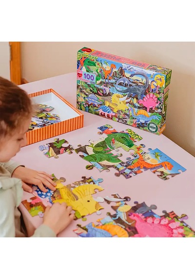 Eeboo 100 Parça Yapboz - Land Of Dinosaurs