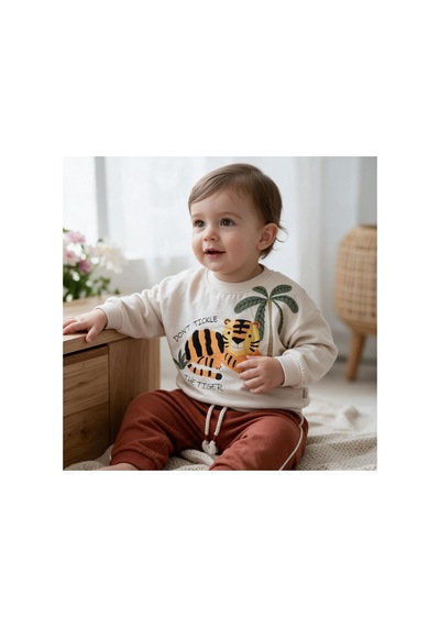 Altıntaş Baby Kaplan Safari Temalı Premium Kalite Mevsimlik Ekstra Yumuşak 2 Li Takım Portakal Portakal