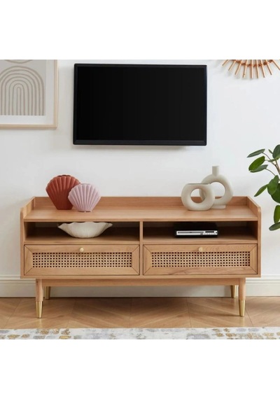Livento Modern Masif Ahşap Hazeran Tv Ünitesi Natural