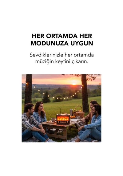 Nostaljik Radyo Şömine Görünümlü Müzik Kutusu Retro Ahşap -bluetooth Hoparlör Speaker & Usb Destekli Fp-2393