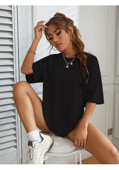 Good Things T-shirt - Siyah Baskılı Oversize Bisiklet Yaka Kısa Kol Tişört Siyah