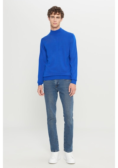 AC&Co / Altınyıldız Classics Erkek Saks Standart Fit Normal Kesim Yarım Balıkçı Yaka Triko Saks