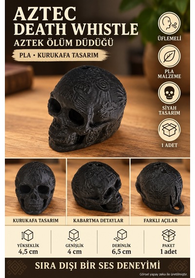 Aztek Mayan Ölüm Islığı Düdüğü Fonksiyonel - Aztec Death Whistle
