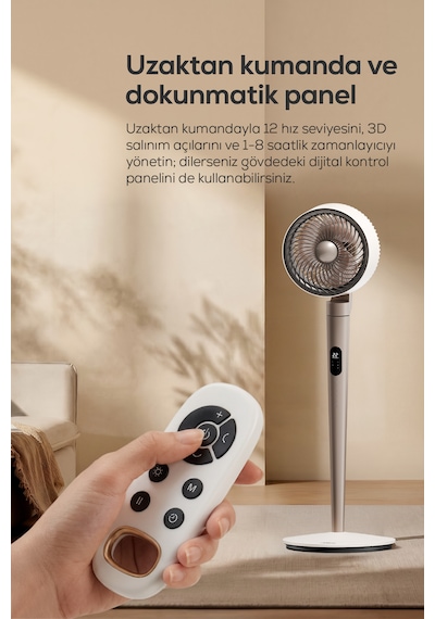 Ayaklı Vantilatör Air Pro Akıllı, Sıcaklık Sensörlü, 3d Salınım, Işıklı X7432