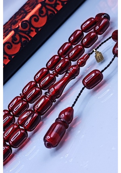 7 x 11 MM Kapsül Mustafa Uysal İmzalı Vişne Ateşi Kehribar Tesbih
