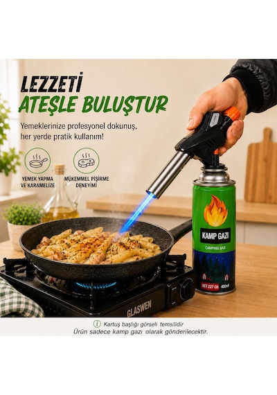 8 Adet Kamp Gazı Gaz Tüpü Portatif Ocak Kartuşu Tek Kullanımlık Pürmüz 400 Ml 227 Gr Yeşil