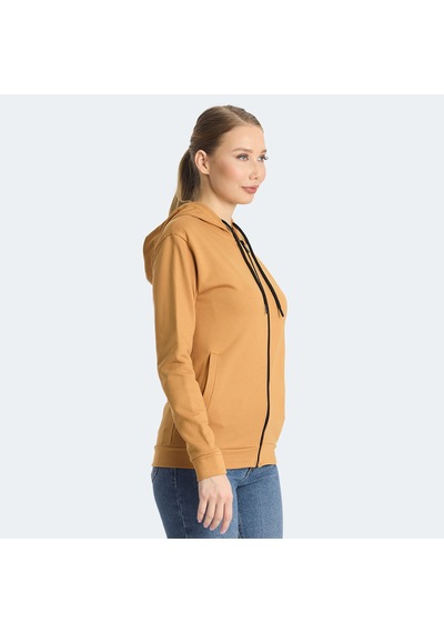 Slazenger KINET Kadın Fermuarlı Kapüşonlu Cepli Kiremit Sweatshirt