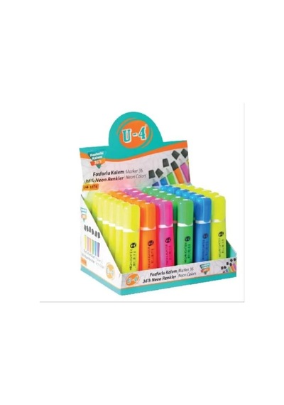U-4 Fosforlu Kalem Neon 6 Renk 36 Adet Diğer