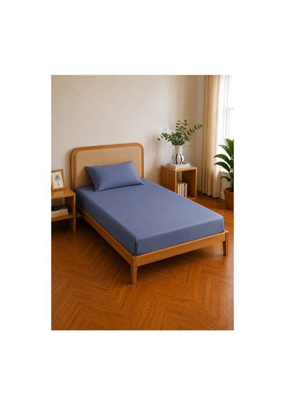 Bella Maison %100 Pamuk Saten Supreme Basic Tek Kişilik Lastikli Çarşaf Mavi 100x200x35 Cm Mavi