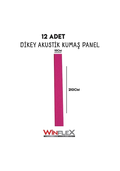 Akustik Kumaş Kaplı Dikey Panel 10x210cm - 12 Adet Fuşya Renk