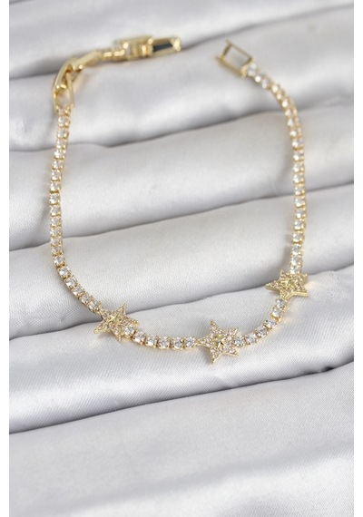 Mey İthalat Pirinç Gold Renk Minimal Yıldız Model Zirkon Taşlı Su Yolu Kadın Bileklik - Özel Seri Meyeb69cd04dcf2120085de00a7d5 Altın