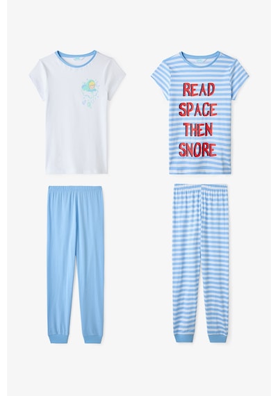 Penti  Açık Mavi Erkek Çocuk Çizgili Space Pamuklu 2'li Pijama Takımı