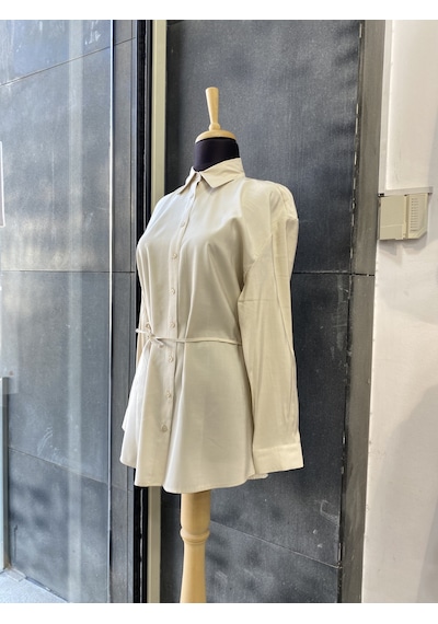 Pera Moda Çok Yönlü Bağlanabilir Oversize Gömlek Taş