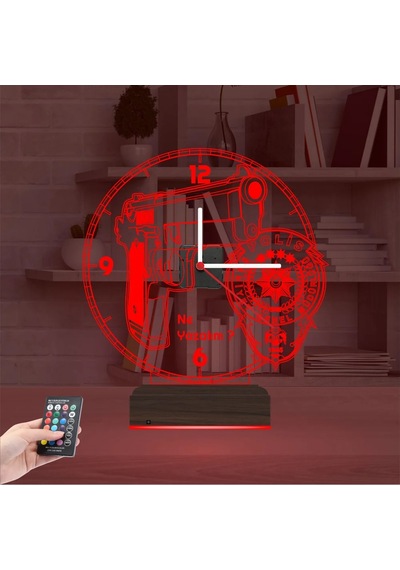 Luvivia Polis Hediye Polis Logolu Kişiye Özel Saatli 3d Lamba - Masa Gece Lambası Şeffaf