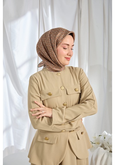 Silk Home Twill İpek Eşarp Mini Bouquet Kahverengi