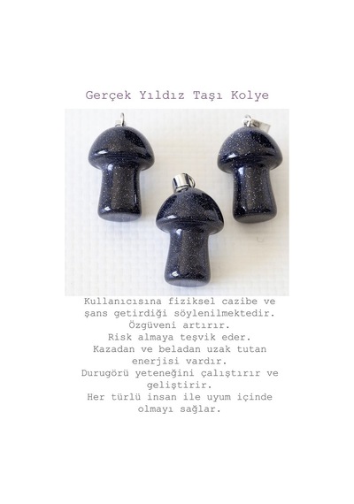 Sertifikalı Mantar Model Lacivert Yıldız Taşı Kolye Gümüş Aparat Çok Renkli