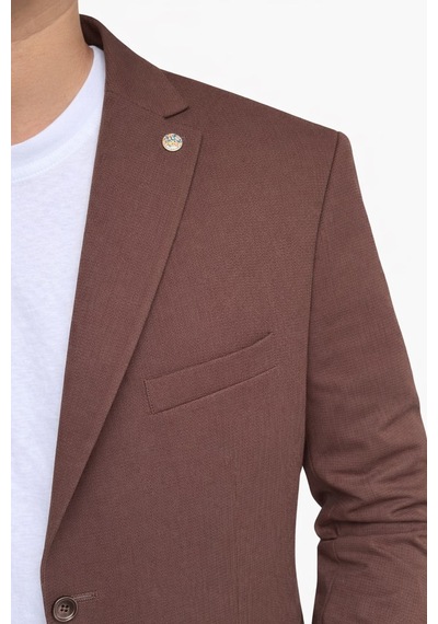 Erkek Slim Fit Mikro Desenli Takım Elbise 2 Düğmeli Çift Yırtmaçlı Modern Ceket Pantolon Takım Kahverengi Erkek Slim Fit Mikro Desenli Takım Elbise 2 Düğmeli Çift Yırtmaçlı Modern Ceket Pantolon Takım Kahverengi