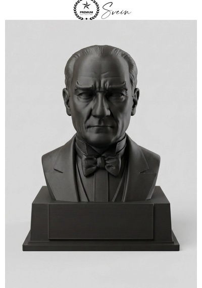 Atatürk Mustafa Kemal Atatürk Büstü 3d Baskı Dekorasyon Biblo Siyah Premium Tasarım Şık Obje Ev Ofi