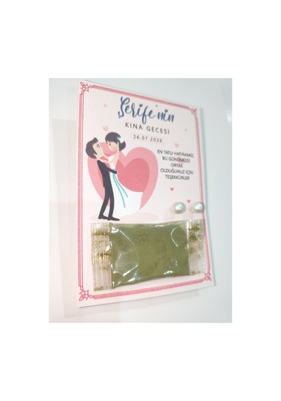 24 Adet Romantik Gelin Damat Desenli İnci Küpeli Stick Kına - Söz, Düğün Ve Kına Hediyeliği