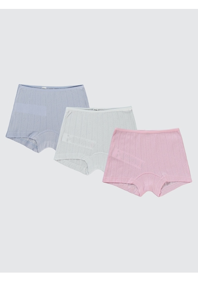 Civil Girls Kız Çocuk 3'lü Boxer Set 2-10 Yaş Beyaz