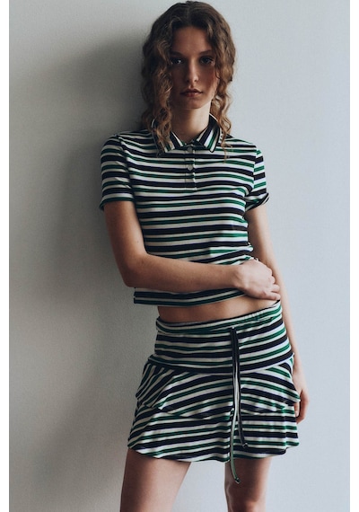 Defacto Çizgili Yeşil Kadın Etek H0801ax/gn198
