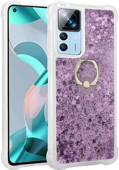 Xiaomi Uyumlu Mi 12t Pro Kılıf Zore Simli Sıvılı Yüzüklü Milce Kapak