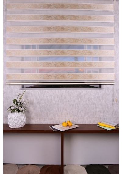 Gold Düz-çizgili Etek Dilimsiz Ds 11805 V1 Zebra Stor Güneşlik Perde