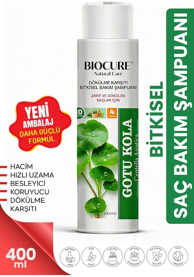 Biocure Gotu Kola Saç Dökülme Karşıtı ve Hızlı Uzama Etkili Bitkisel Bakım Şampuanı 400 ML