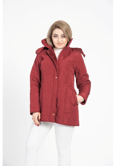 Vetre Kadın Kapitone Mont (75 Cm) Bordo Büyük Beden 1014 Çok Renkli