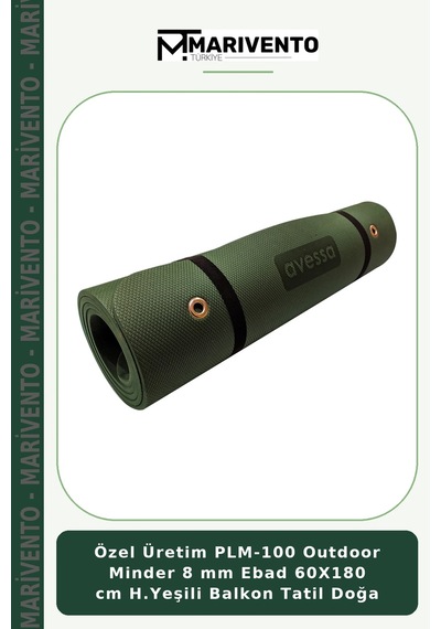 Özel Üretim Plm-100 Outdoor Minder 8 Mm Ebad 60x180 Cm H.yeşili Balkon Tatil Doğa Yeşil
