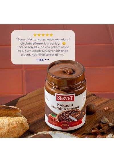 Servet Şeker İlavesiz Kakaolu Fındık Kreması 315 Gr 3 Lü Paket